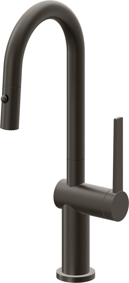 California Faucets La Spezia K55-101-TG Contemporary Pull-Down Prep/Bar Faucet with Button Sprayer