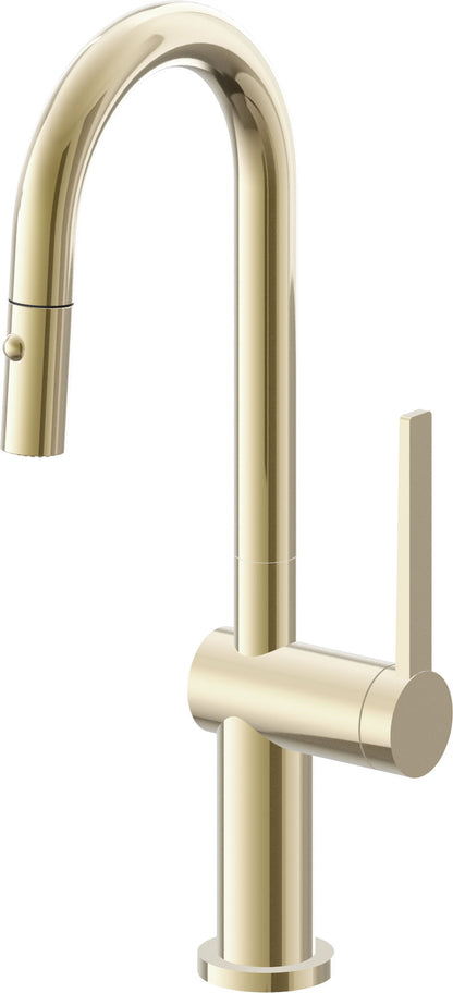 California Faucets La Spezia K55-101-TG Contemporary Pull-Down Prep/Bar Faucet with Button Sprayer