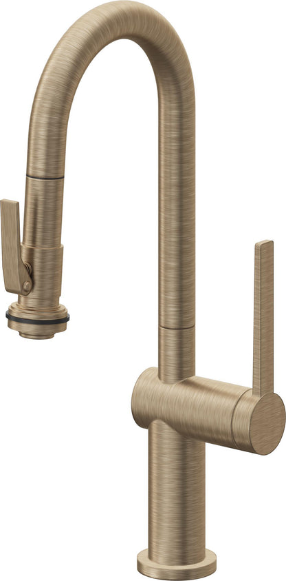 California Faucets La Spezia K55-101SQ-TG Contemporary Pull-Down Prep/Bar Faucet with Squeeze Sprayer