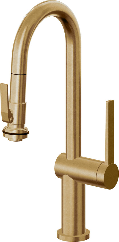 California Faucets La Spezia K55-101SQ-TG Contemporary Pull-Down Prep/Bar Faucet with Squeeze Sprayer