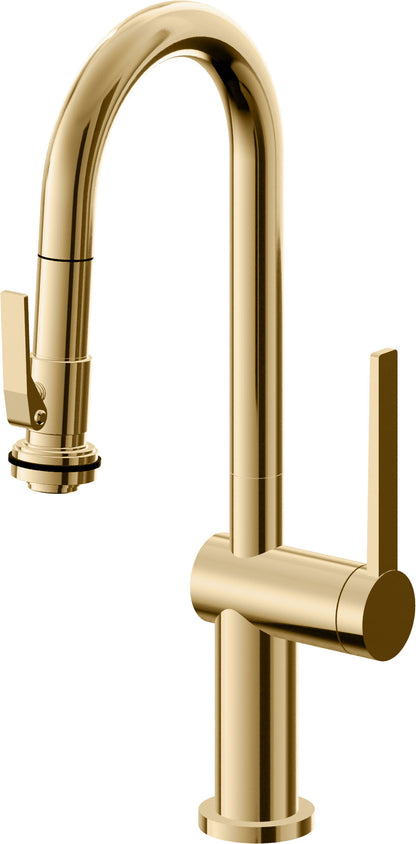 California Faucets La Spezia K55-101SQ-TG Contemporary Pull-Down Prep/Bar Faucet with Squeeze Sprayer
