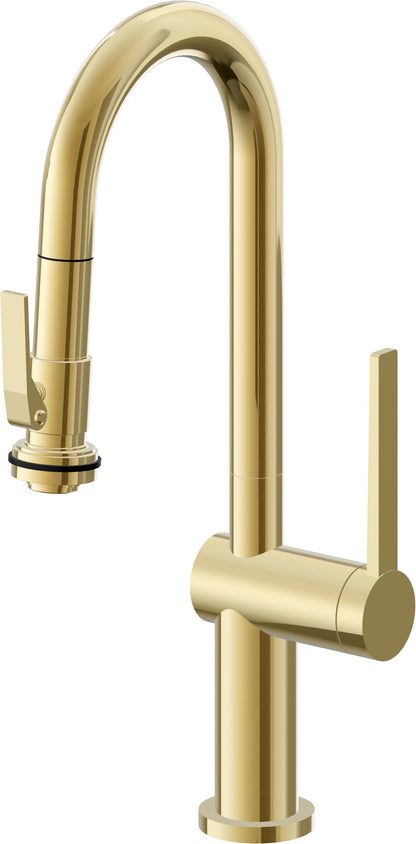 California Faucets La Spezia K55-101SQ-TG Contemporary Pull-Down Prep/Bar Faucet with Squeeze Sprayer