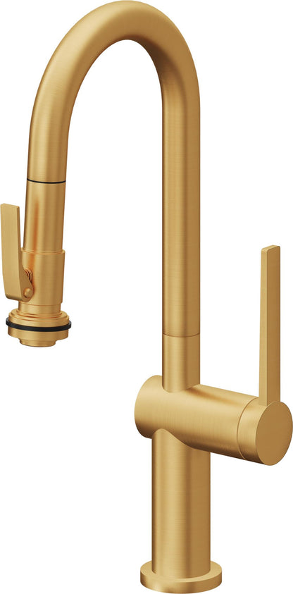 California Faucets La Spezia K55-101SQ-TG Contemporary Pull-Down Prep/Bar Faucet with Squeeze Sprayer
