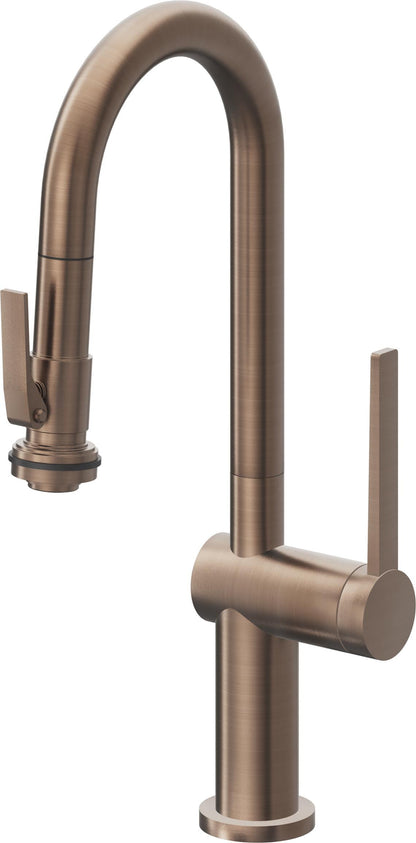 California Faucets La Spezia K55-101SQ-TG Contemporary Pull-Down Prep/Bar Faucet with Squeeze Sprayer