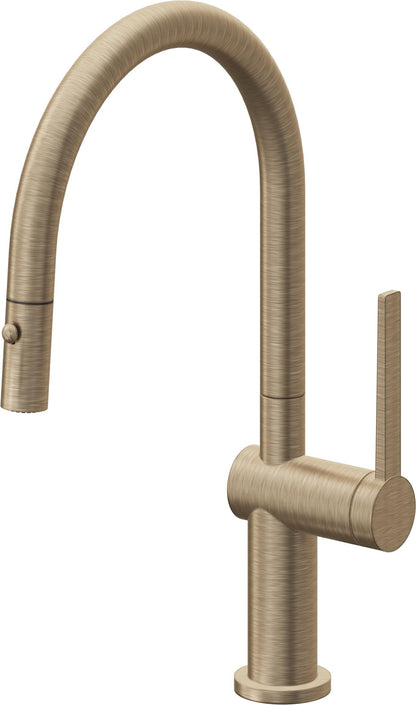 California Faucets La Spezia K55-102-TG Contemporary Pull-Down Kitchen Faucet with Button Sprayer - Low Arc Spout