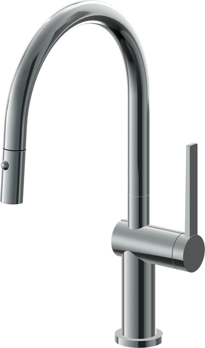 California Faucets La Spezia K55-102-TG Contemporary Pull-Down Kitchen Faucet with Button Sprayer - Low Arc Spout