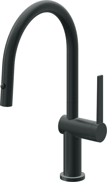 California Faucets La Spezia K55-102-TG Contemporary Pull-Down Kitchen Faucet with Button Sprayer - Low Arc Spout
