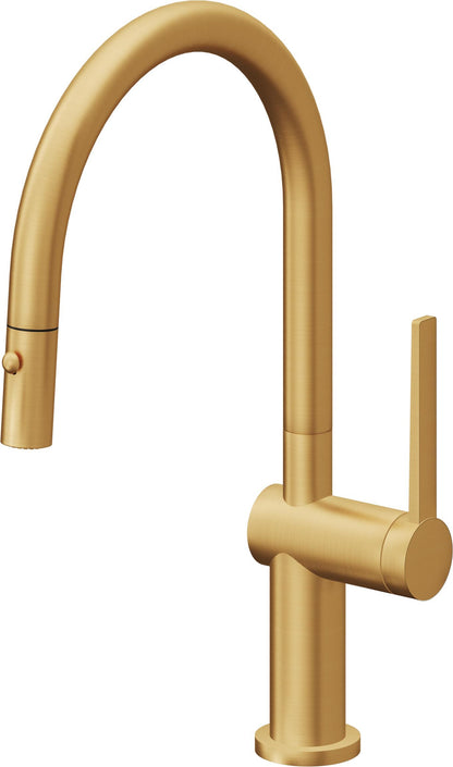 California Faucets La Spezia K55-102-TG Contemporary Pull-Down Kitchen Faucet with Button Sprayer - Low Arc Spout