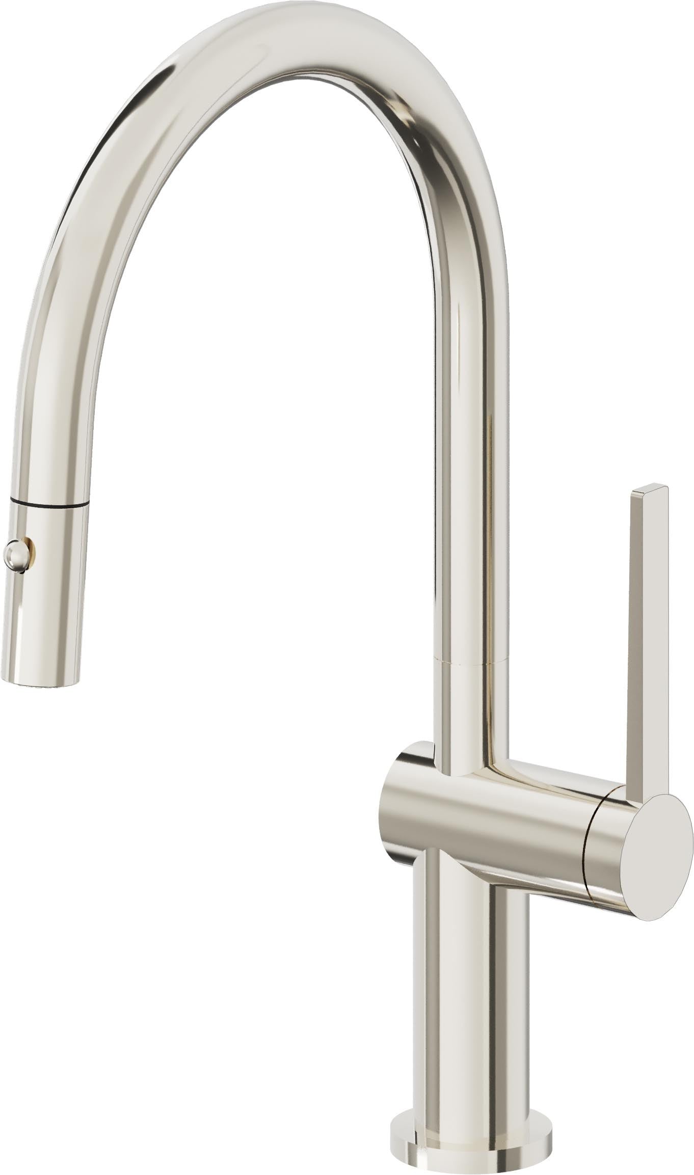 California Faucets La Spezia K55-102-TG Contemporary Pull-Down Kitchen Faucet with Button Sprayer - Low Arc Spout