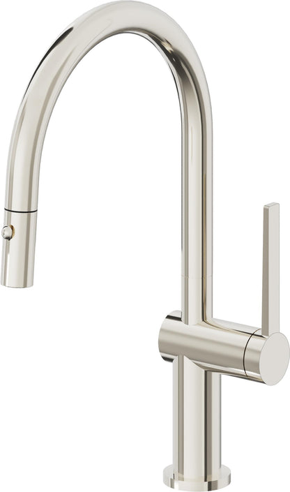 California Faucets La Spezia K55-102-TG Contemporary Pull-Down Kitchen Faucet with Button Sprayer - Low Arc Spout
