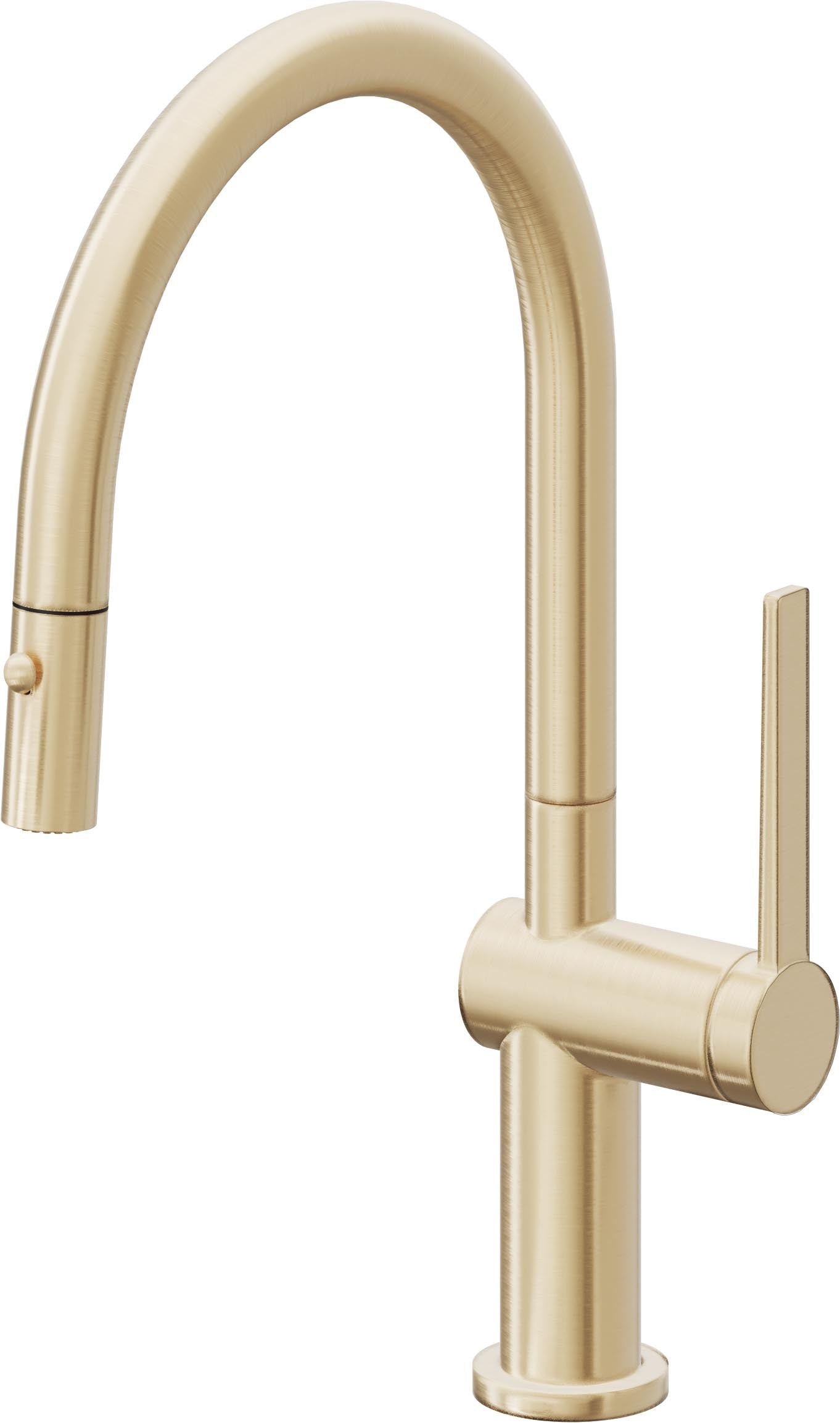 California Faucets La Spezia K55-102-TG Contemporary Pull-Down Kitchen Faucet with Button Sprayer - Low Arc Spout