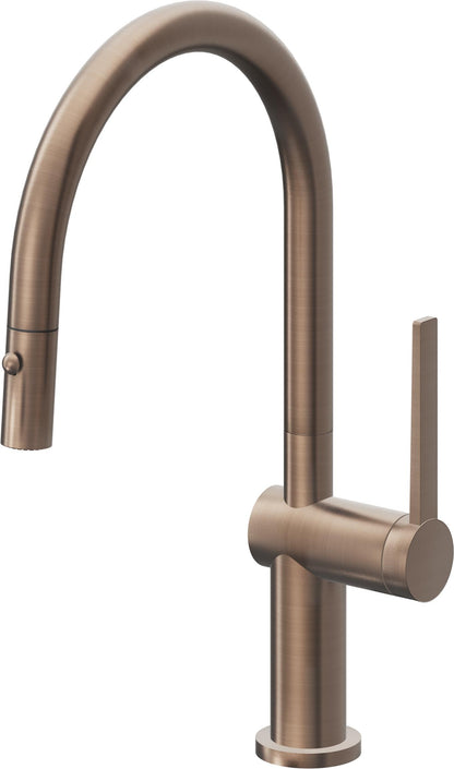 California Faucets La Spezia K55-102-TG Contemporary Pull-Down Kitchen Faucet with Button Sprayer - Low Arc Spout