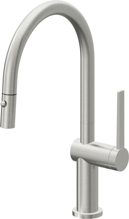 California Faucets La Spezia K55-102-TG Contemporary Pull-Down Kitchen Faucet with Button Sprayer - Low Arc Spout