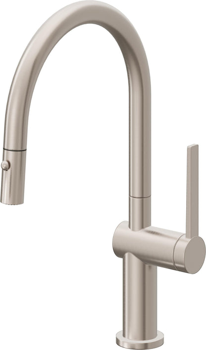 California Faucets La Spezia K55-102-TG Contemporary Pull-Down Kitchen Faucet with Button Sprayer - Low Arc Spout