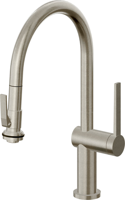 California Faucets La Spezia K55-102SQ-TG Contemporary Pull-Down Kitchen Faucet with Squeeze Sprayer - Low Arc Spout