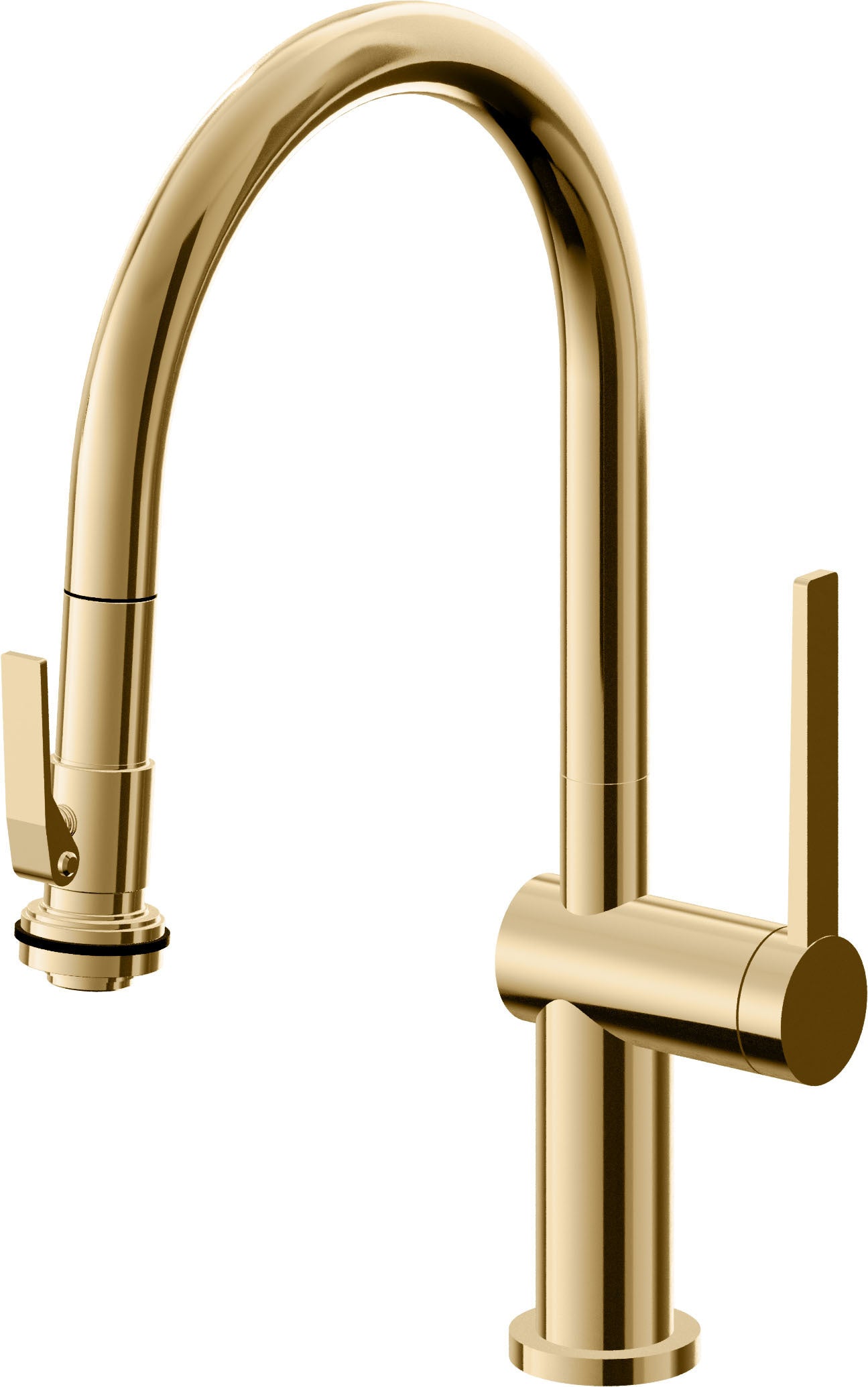 California Faucets La Spezia K55-102SQ-TG Contemporary Pull-Down Kitchen Faucet with Squeeze Sprayer - Low Arc Spout