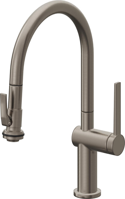 California Faucets La Spezia K55-102SQ-TG Contemporary Pull-Down Kitchen Faucet with Squeeze Sprayer - Low Arc Spout