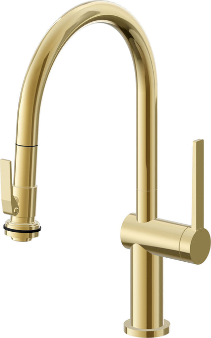 California Faucets La Spezia K55-102SQ-TG Contemporary Pull-Down Kitchen Faucet with Squeeze Sprayer - Low Arc Spout