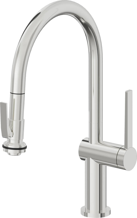 California Faucets La Spezia K55-102SQ-TG Contemporary Pull-Down Kitchen Faucet with Squeeze Sprayer - Low Arc Spout