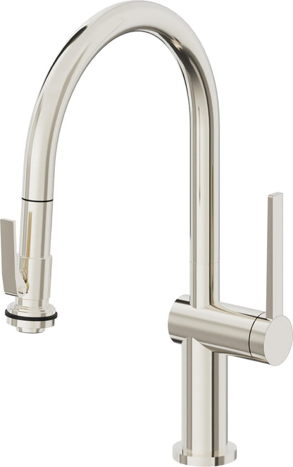 California Faucets La Spezia K55-102SQ-TG Contemporary Pull-Down Kitchen Faucet with Squeeze Sprayer - Low Arc Spout