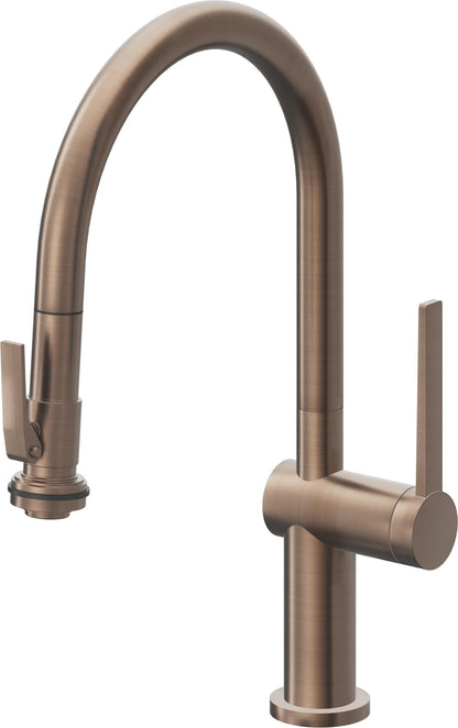 California Faucets La Spezia K55-102SQ-TG Contemporary Pull-Down Kitchen Faucet with Squeeze Sprayer - Low Arc Spout