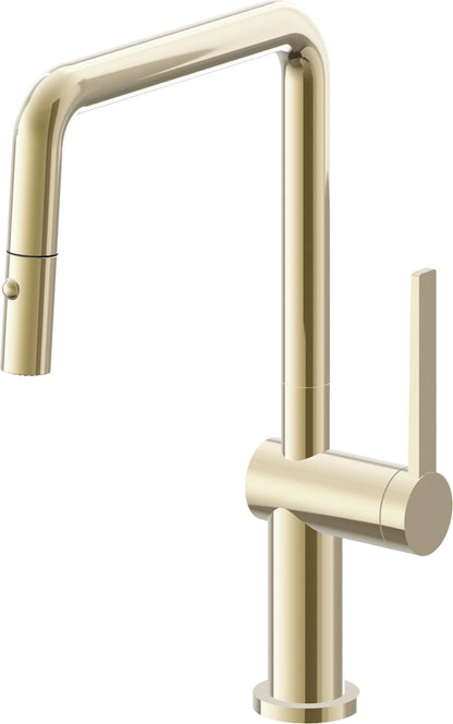 California Faucets La Spezia K55-103-TG Contemporary Pull-Down Kitchen Faucet with Button Sprayer - Quad Spout