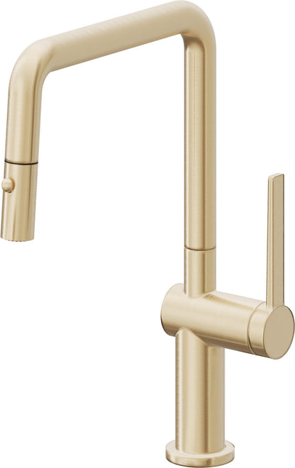 California Faucets La Spezia K55-103-TG Contemporary Pull-Down Kitchen Faucet with Button Sprayer - Quad Spout