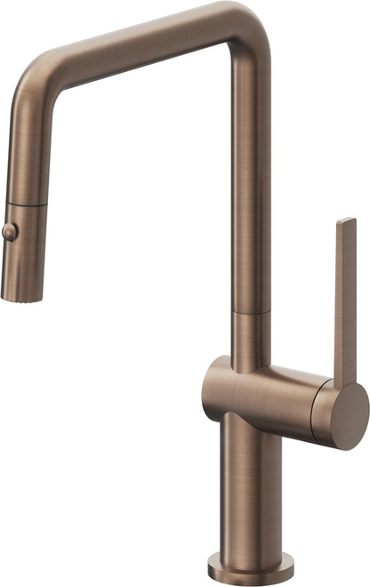 California Faucets La Spezia K55-103-TG Contemporary Pull-Down Kitchen Faucet with Button Sprayer - Quad Spout