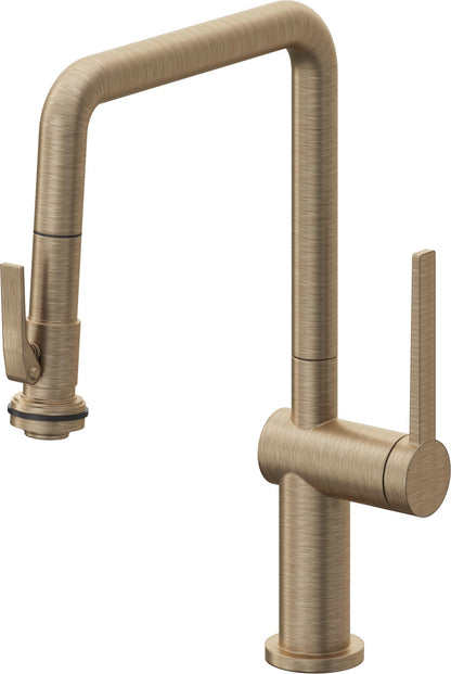 California Faucets La Spezia K55-103SQ-TG Contemporary Pull-Down Kitchen Faucet with Squeeze Sprayer - Quad Spout