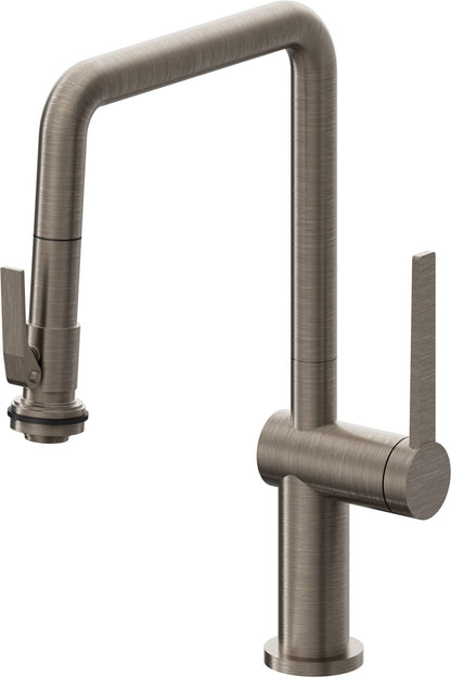 California Faucets La Spezia K55-103SQ-TG Contemporary Pull-Down Kitchen Faucet with Squeeze Sprayer - Quad Spout