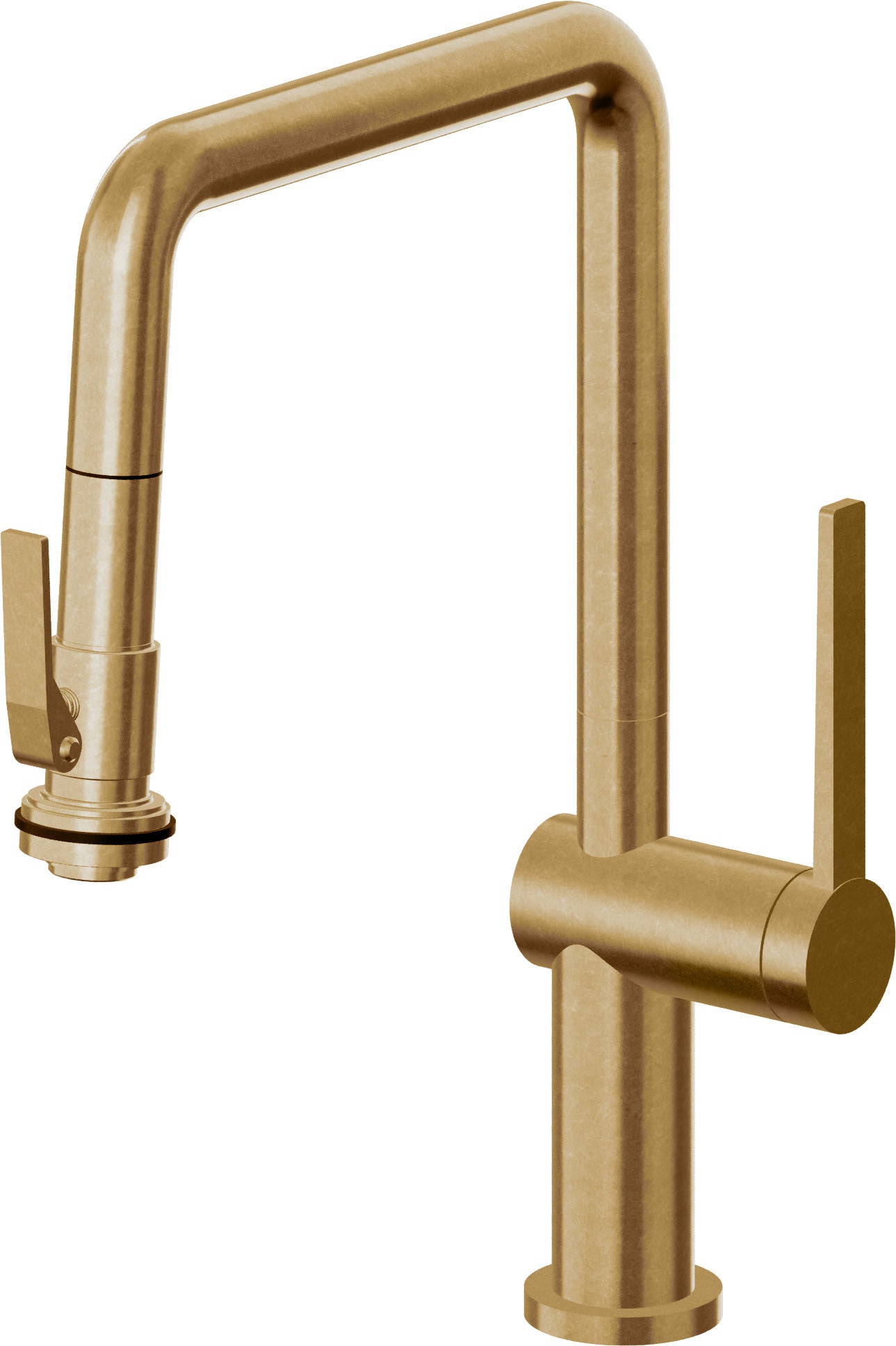 California Faucets La Spezia K55-103SQ-TG Contemporary Pull-Down Kitchen Faucet with Squeeze Sprayer - Quad Spout