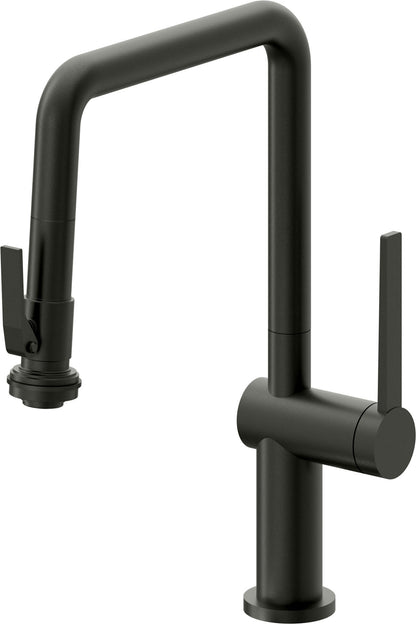 California Faucets La Spezia K55-103SQ-TG Contemporary Pull-Down Kitchen Faucet with Squeeze Sprayer - Quad Spout
