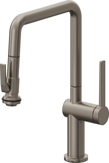 California Faucets La Spezia K55-103SQ-TG Contemporary Pull-Down Kitchen Faucet with Squeeze Sprayer - Quad Spout