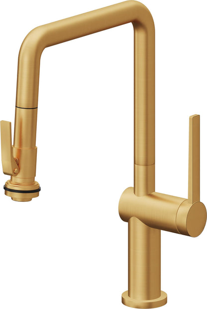 California Faucets La Spezia K55-103SQ-TG Contemporary Pull-Down Kitchen Faucet with Squeeze Sprayer - Quad Spout