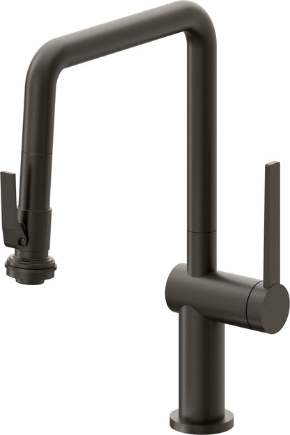 California Faucets La Spezia K55-103SQ-TG Contemporary Pull-Down Kitchen Faucet with Squeeze Sprayer - Quad Spout
