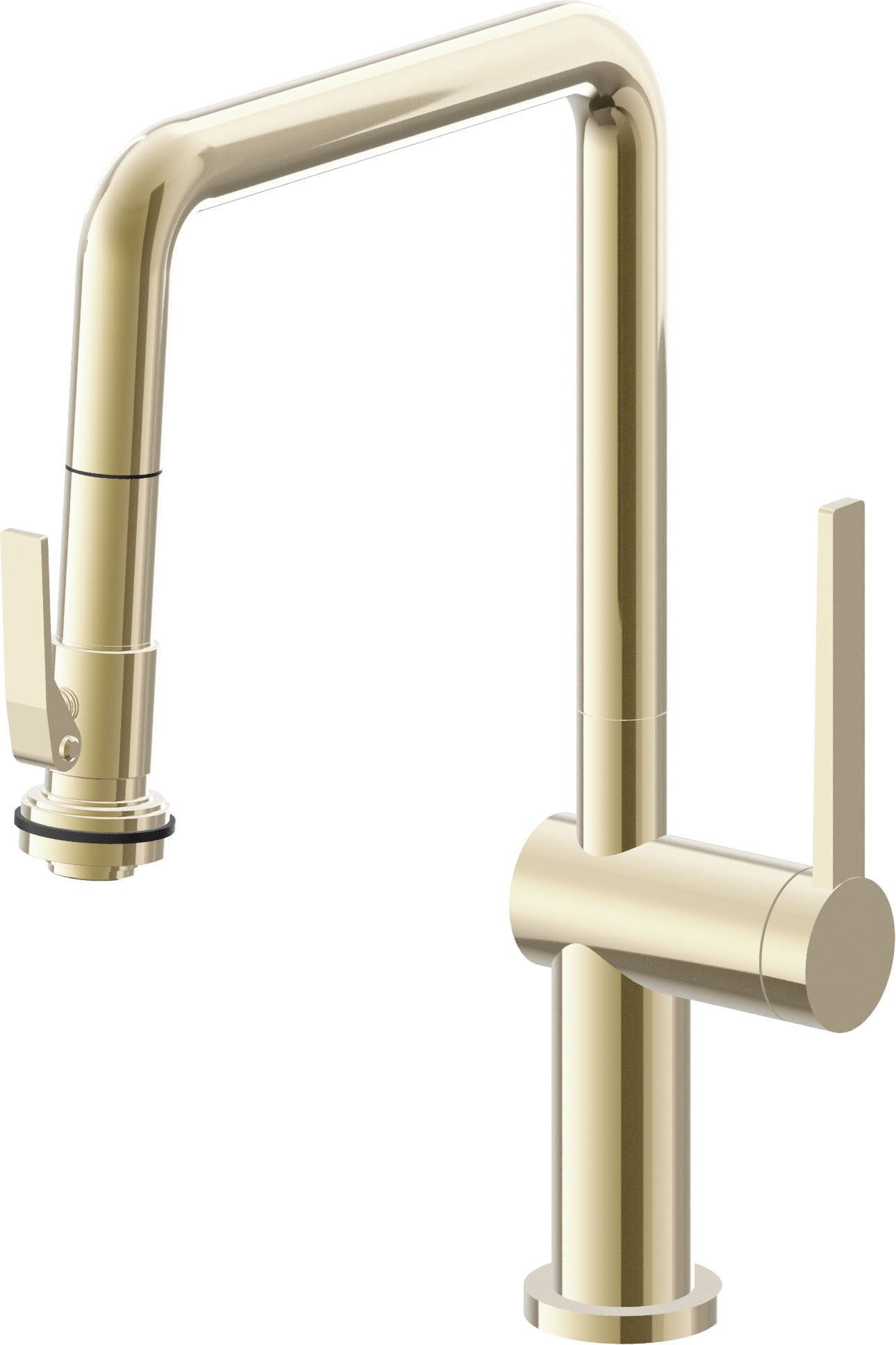 California Faucets La Spezia K55-103SQ-TG Contemporary Pull-Down Kitchen Faucet with Squeeze Sprayer - Quad Spout