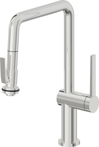 California Faucets La Spezia K55-103SQ-TG Contemporary Pull-Down Kitchen Faucet with Squeeze Sprayer - Quad Spout