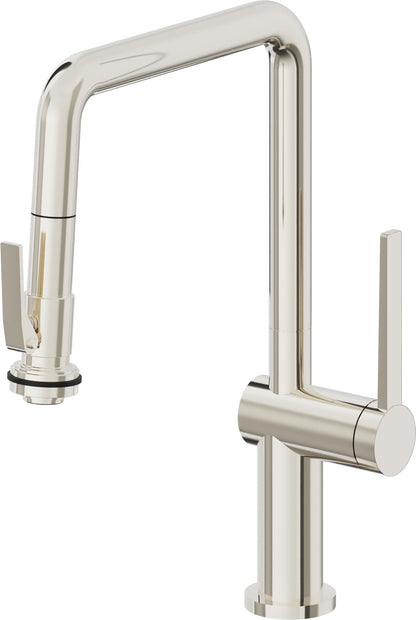 California Faucets La Spezia K55-103SQ-TG Contemporary Pull-Down Kitchen Faucet with Squeeze Sprayer - Quad Spout