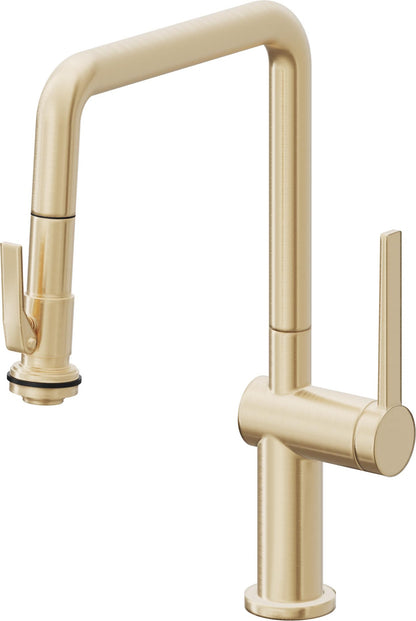 California Faucets La Spezia K55-103SQ-TG Contemporary Pull-Down Kitchen Faucet with Squeeze Sprayer - Quad Spout
