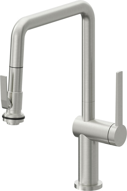 California Faucets La Spezia K55-103SQ-TG Contemporary Pull-Down Kitchen Faucet with Squeeze Sprayer - Quad Spout