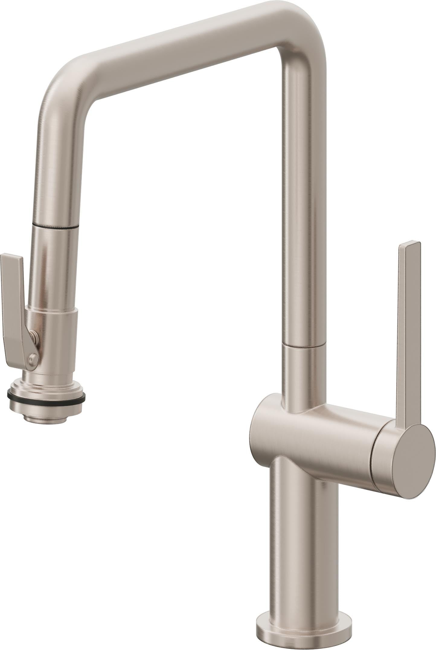 California Faucets La Spezia K55-103SQ-TG Contemporary Pull-Down Kitchen Faucet with Squeeze Sprayer - Quad Spout