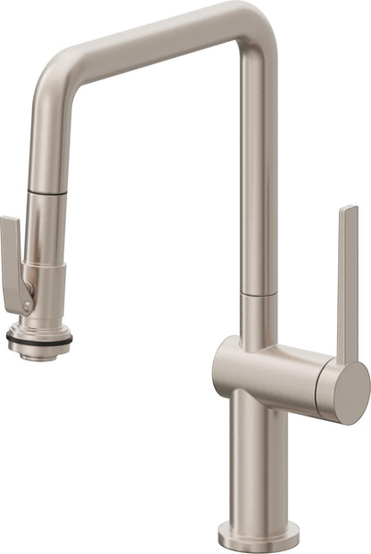 California Faucets La Spezia K55-103SQ-TG Contemporary Pull-Down Kitchen Faucet with Squeeze Sprayer - Quad Spout
