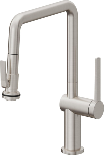 California Faucets La Spezia K55-103SQ-TG Contemporary Pull-Down Kitchen Faucet with Squeeze Sprayer - Quad Spout