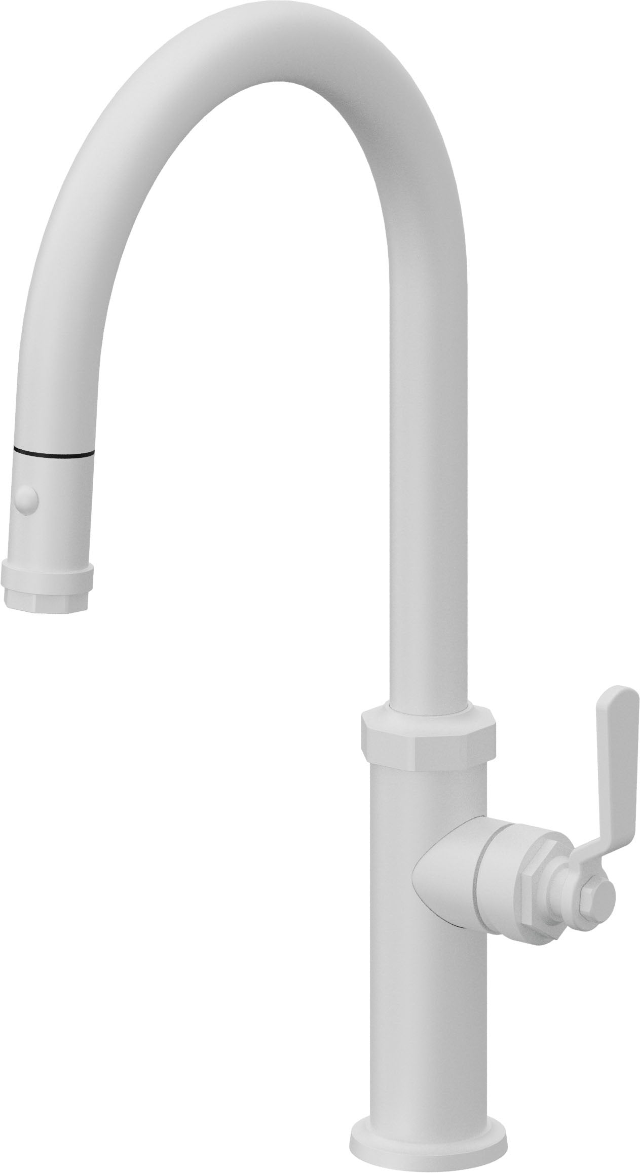 California Faucets Descanso Works K81-100-BL Industrial Pull-Down Kitchen Faucet with Button Sprayer - High Arc Spout