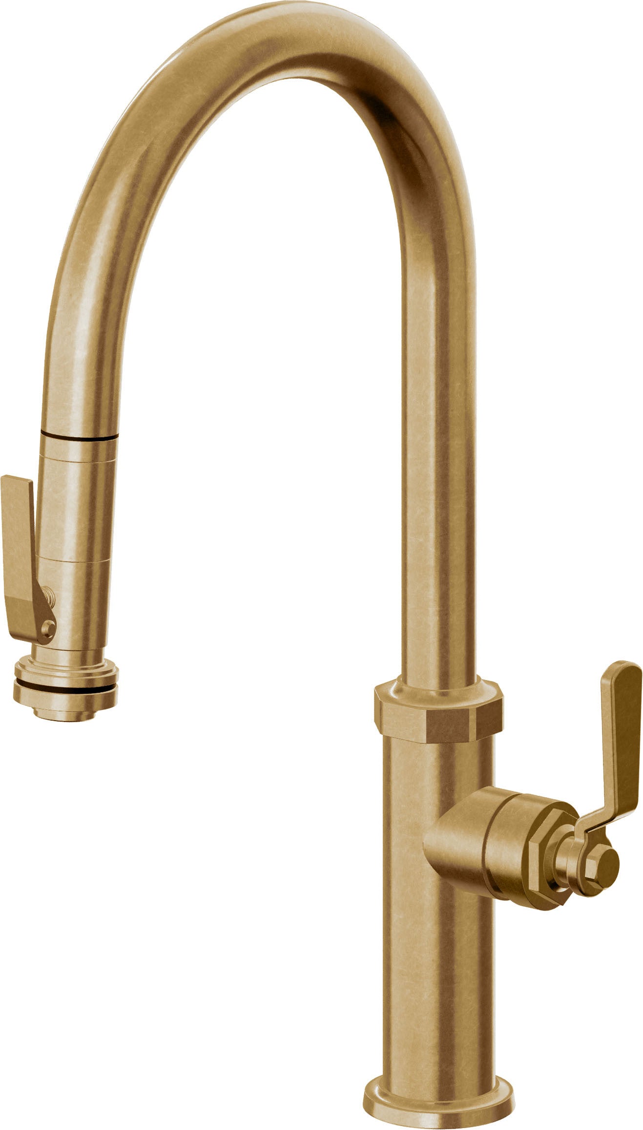 California Faucets Descanso Works K81-100SQ-BL Industrial Pull-Down Kitchen Faucet with Squeeze Sprayer - High Arc Spout