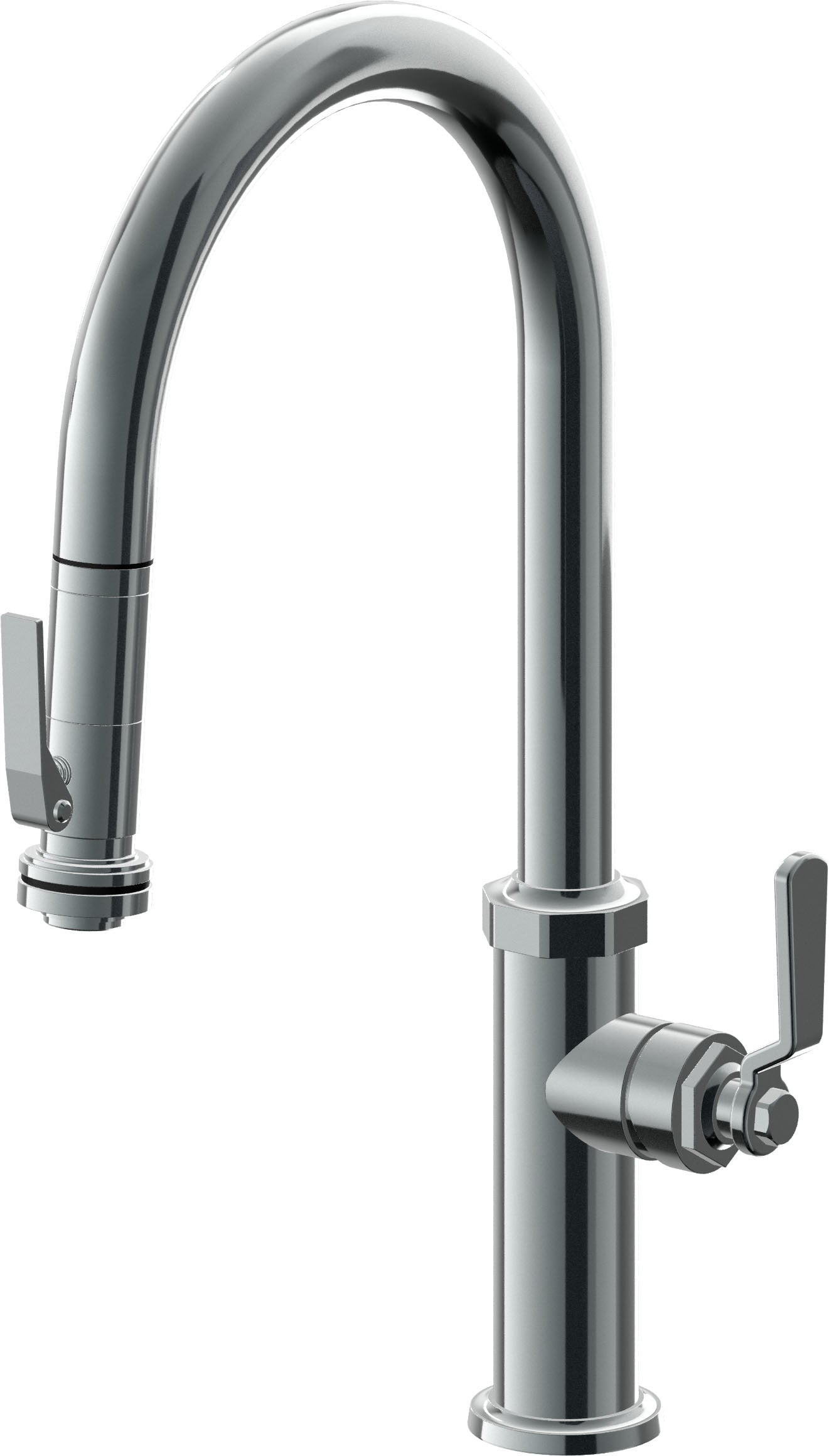 California Faucets Descanso Works K81-100SQ-BL Industrial Pull-Down Kitchen Faucet with Squeeze Sprayer - High Arc Spout