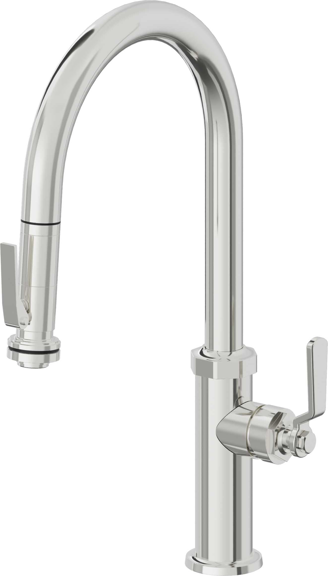 California Faucets Descanso Works K81-100SQ-BL Industrial Pull-Down Kitchen Faucet with Squeeze Sprayer - High Arc Spout
