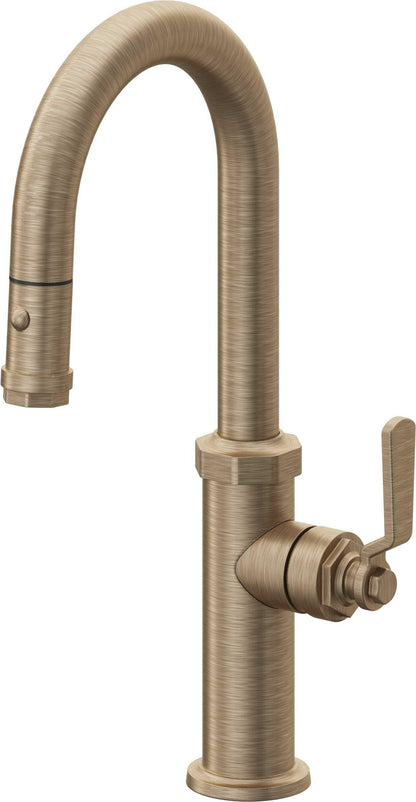 California Faucets Descanso Works K81-101-BL Industrial Pull-Down Prep/Bar Faucet with Button Sprayer