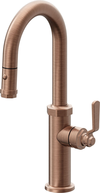 California Faucets Descanso Works K81-101-BL Industrial Pull-Down Prep/Bar Faucet with Button Sprayer