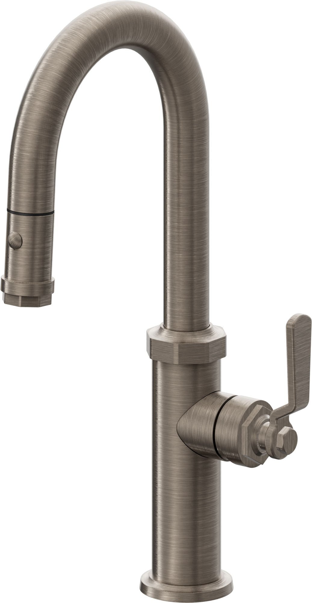 California Faucets Descanso Works K81-101-BL Industrial Pull-Down Prep/Bar Faucet with Button Sprayer